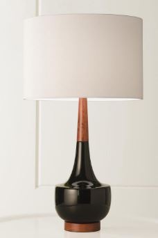 Lamp Bonnie Black Ceramic & Oak