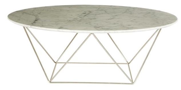 Coffee Table Como Marble w/White Leg Dia1000 x H350mm