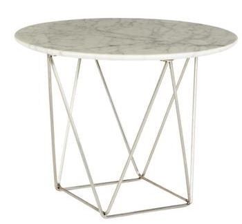 Side Table Como Marble w/White Leg Dia550 x H438mm