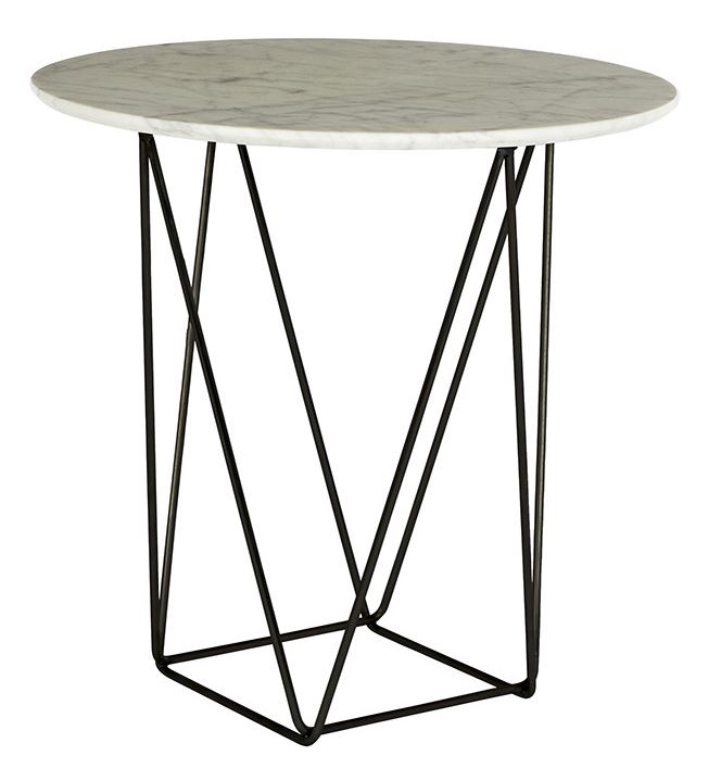 Side Table Como Marble w/Black Leg Dia550 x H438mm