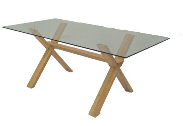 Dining Table Xylo Glass/Natural Oak W1800 x D900 x H740mm