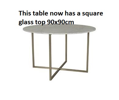 Dining Table Elle Luxe Gold with Glass Top W900 x D900mm