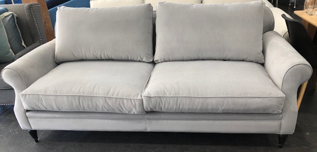 Sofa 3 Seater Bendigo Panache Steel Velvet W2200 x D900 x H900mm