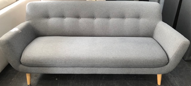 Sofa 3 Seater Retro Josephine Grey W1850 x D730 x H820mm