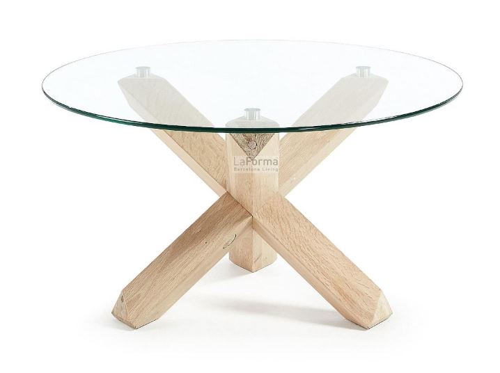 Coffee Table Nori Oak Glass Dia650 x H450mm