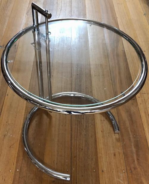 Side Table Replica Eileen Gray Glass W520 Dia x H560mm