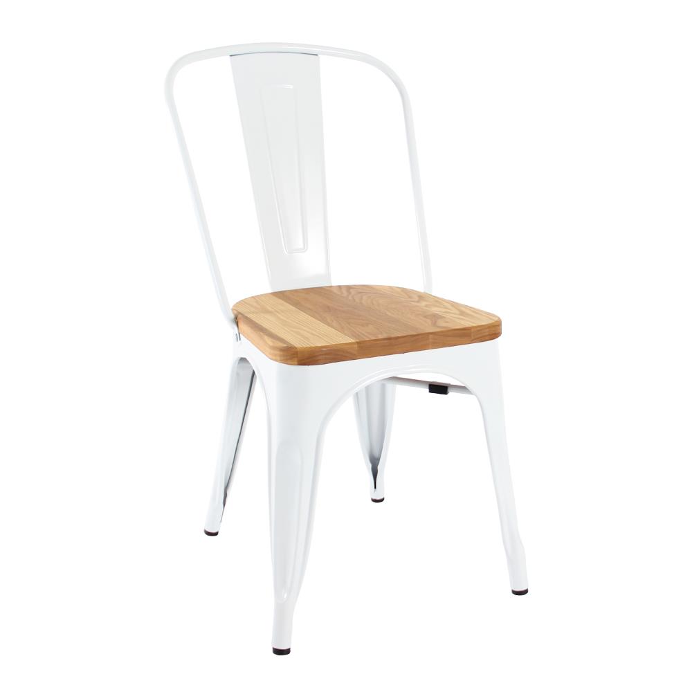 Dining Chair Xavier Pauchard White With Wood Seat W450 x D530 x H845mm