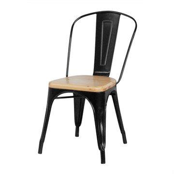 Dining Chair Xavier Pauchard Black With Timber Seat W450 x D530 x H845mm
