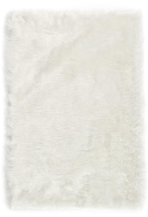 Floor Rug Faux Fur Acrylic White W1600 x D1200mm