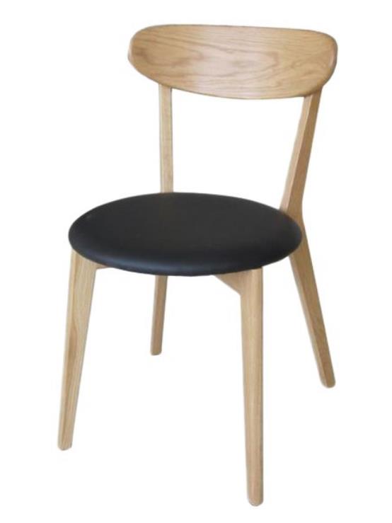 Dining Chair Oslo Oak With Black PU Seat  W450 x D530 x H800mm