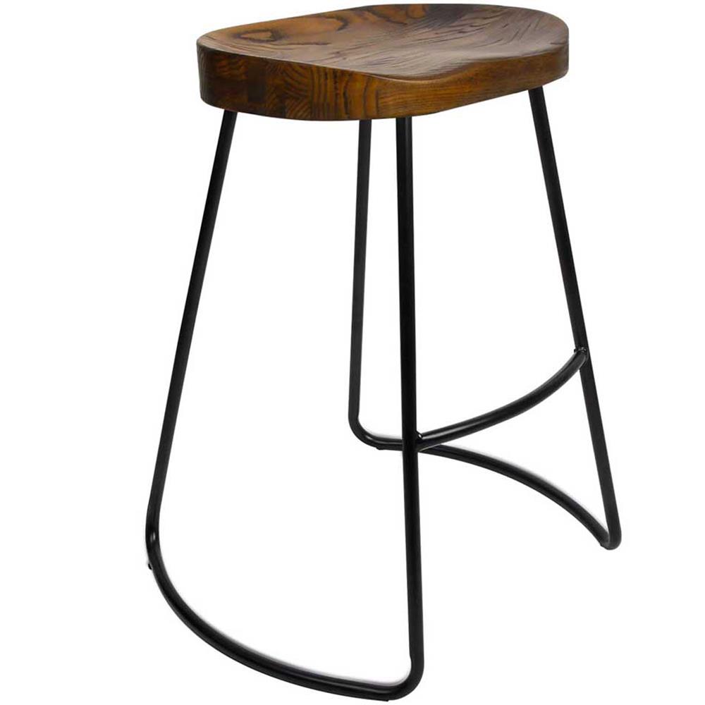 Bar Stool Wire Tractor Black With Antique Seat W440 x D450 x H650mm