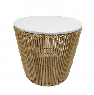 Side Table Rattan/White D500 x H450mm