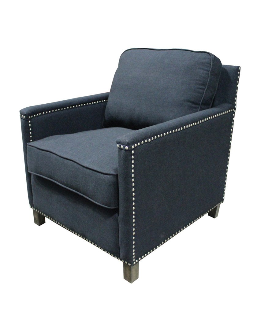 Armchair Bostonia charcoal with Studs 730 x 810 x 870 mm