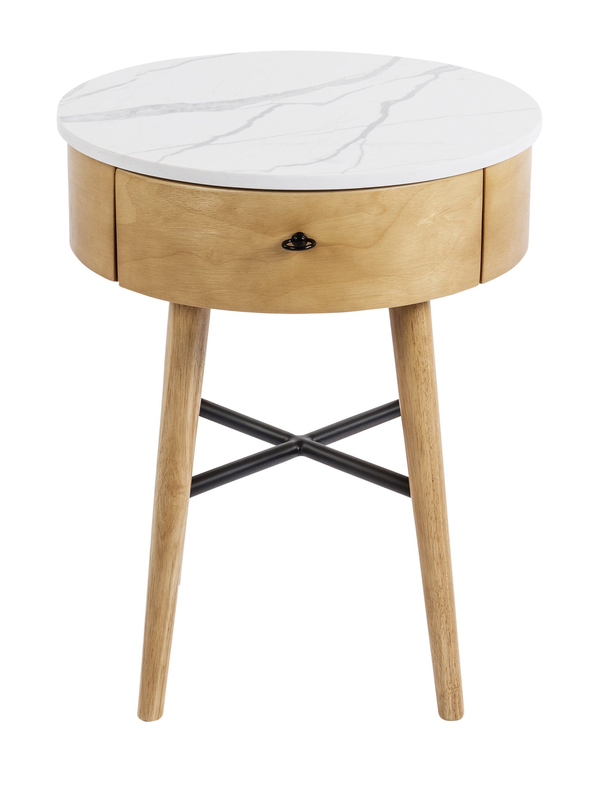 Side Table Sutton Marble Top/Natural Frame Dia. 457 x H597mm