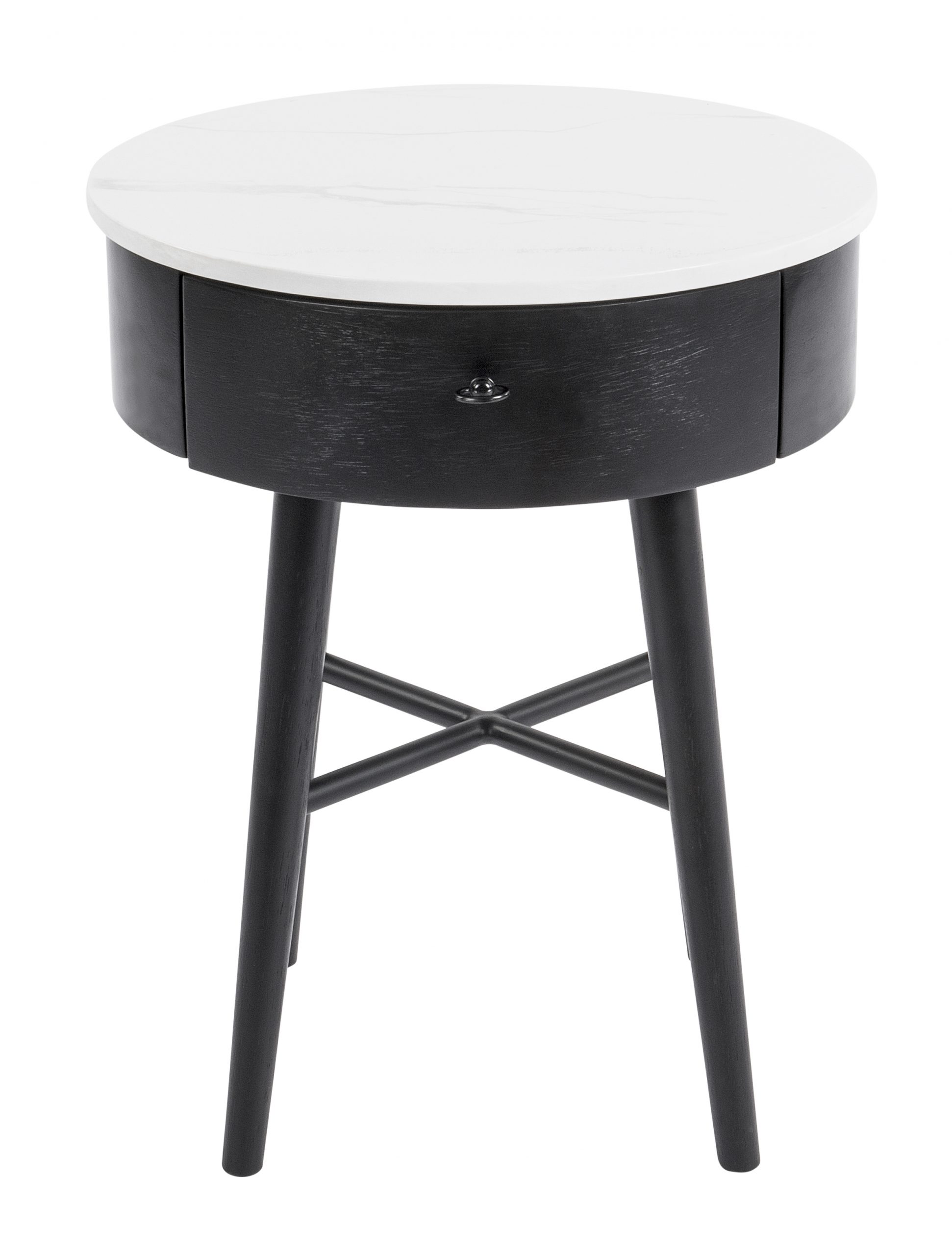 Side Table Sutton Marble Top/Black Frame Dia. 457 x H597mm