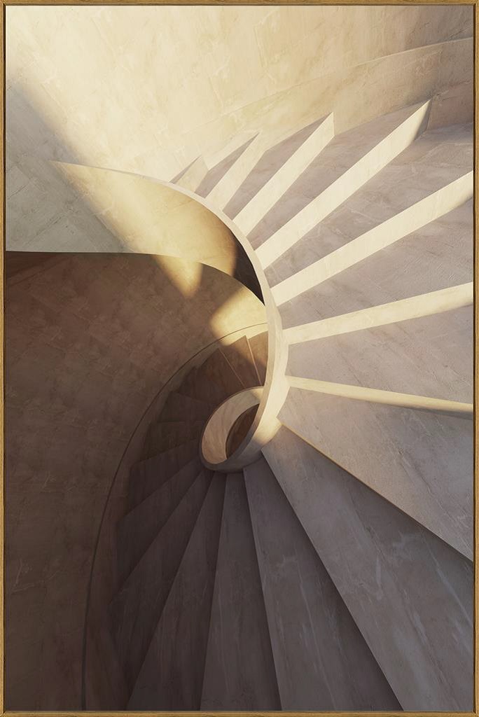Art Spiral Stairs Glas Oak Frame W1200 x 800mm