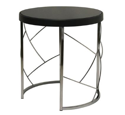 Side Table Chrome Wire with Black Top Dia 420 x H470m