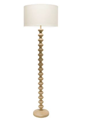 Floor Lamp Harper Wooden With Linen Shade H1550mm