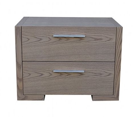 Bedside Table Hanover Grey 2Drw W680 x D450 x H500mm