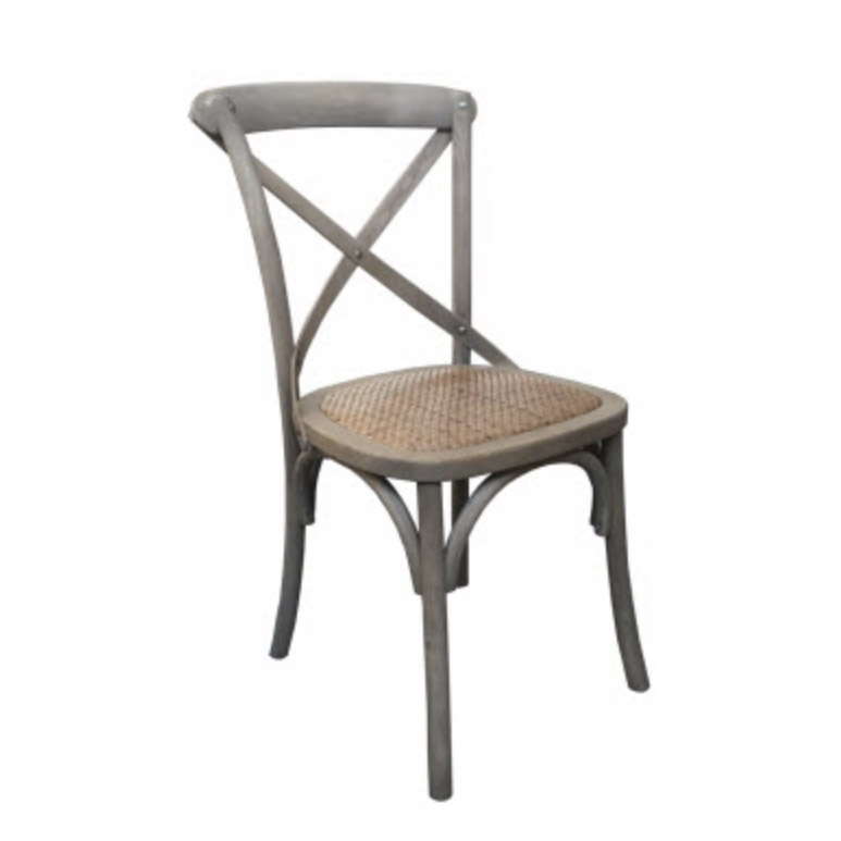 Dining Chair Cross Back Greywash W450 x D420 x H885mm