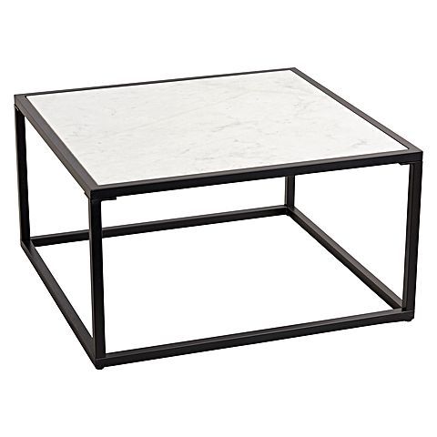 Coffee Table Nico Square Black Frame/White Marble W830 x D830 x H440mm
