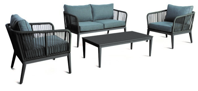 Outdoor Lounge Set 4pce Savanne Grey 1 x Sofa 2 x Chair 1 x Table