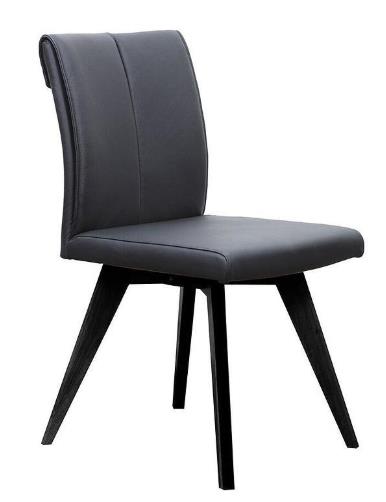 Dining Chair Hendrix Black Leather Black Legs W460 x D570 x H870mm