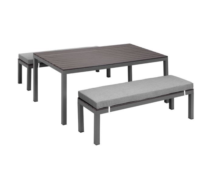 Outdoor Dining Setting Paris Charcoal 3pce W1800 x D950 x H450mm