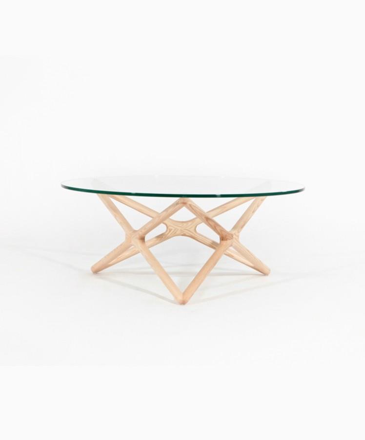 Coffee Table Triple X Oak w/Glass Top Dia900mm