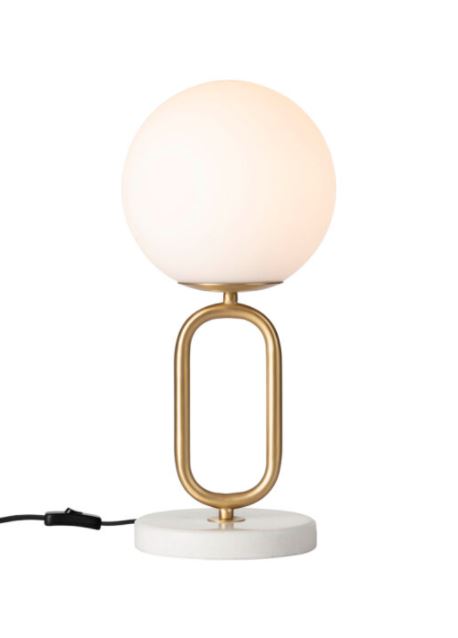 Lamp Margot Dark Gold & Marble Frosted Glass Shade H415mm