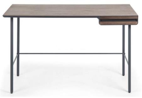 Desk Mahon Graphite Matt Front Drawer Walnut And Metal Legs W1200 x D750 x H600mm