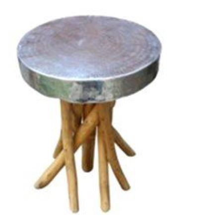 Side Table Bali Teak Aluminium Top W350 x D350 x H450mm