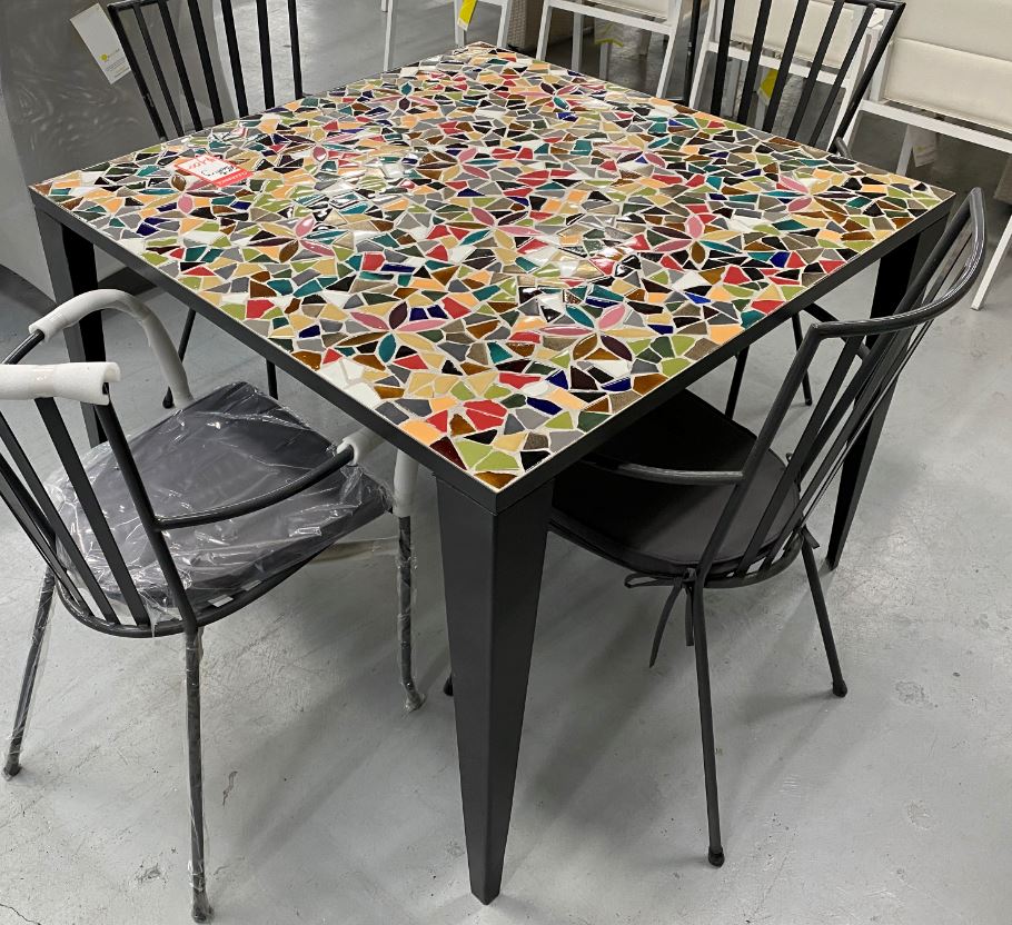 Outdoor Table Mosiac Glaze Multi Colour W1000 x D1000 x H750mm