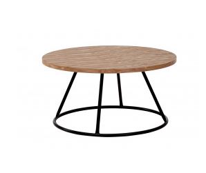 Coffee Table Round Industrial Black/Oak D800 x H410mm