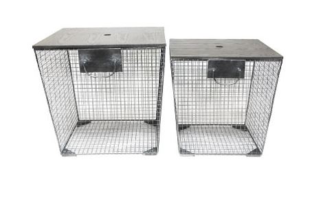 Coffee Table S/2 Wire Crate Metal Black W530 x D530 x H520mm & W455 x D455 x H465MM