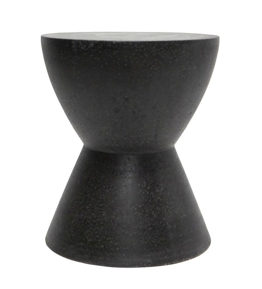 Side Table Round Terrazzo Concrete Black H460mm W380mm