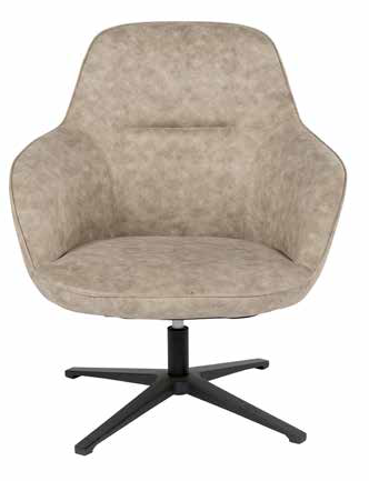 Arm Chair Sage Swivel Washed Taupe Seat Black Legs W760 x D760 x 840mm