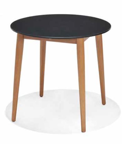 Dining Table Coral Ree Black/Oak Legs Dia 800 x H750mm