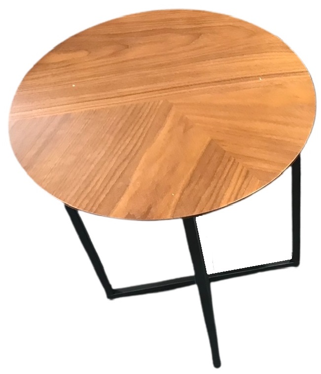 Side Table Harper Walnut Black Legs Dia 450 x H500mm