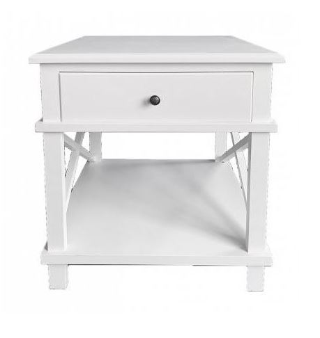 Bedside Table Hamptons White W550 x D550 x H600mm
