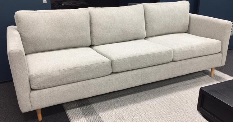 Sofa 3 Seater York Soft Grey W2300 x D910 x H840mm