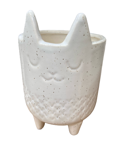 Cati Cat Ceramic Planter 120 x 180mm white