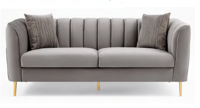 Sofa 2 Seater Alexia Velvet Grey With Gold Metal Legs  W1560 x D850 x H730mm