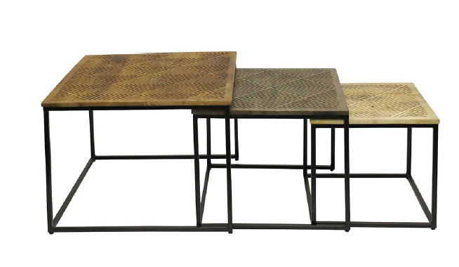 Coffee Table Tri Toned Nesting Tables W600 x D600 x H450mm