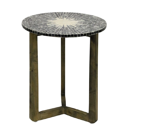 Side Table Mayon Capiz Shell Grey & White Dia 450 x H550mm