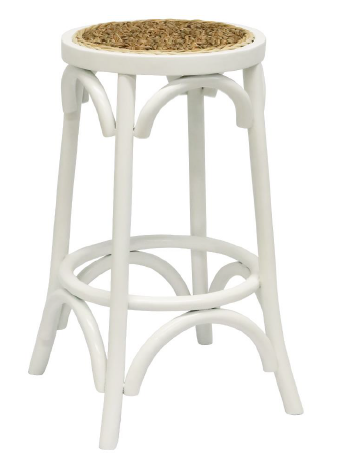 Stool Woven Top Natural/White Dia 385 x H650mm