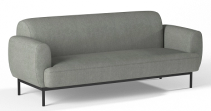 Sofa 3 Seater Eddie Pebble Black Metal Legs  W1960 x D855 x H785mm