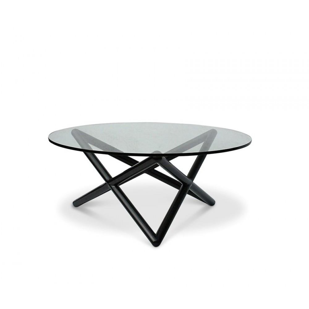 Coffee Table Triple X Black w/Glass Top Dia800mm