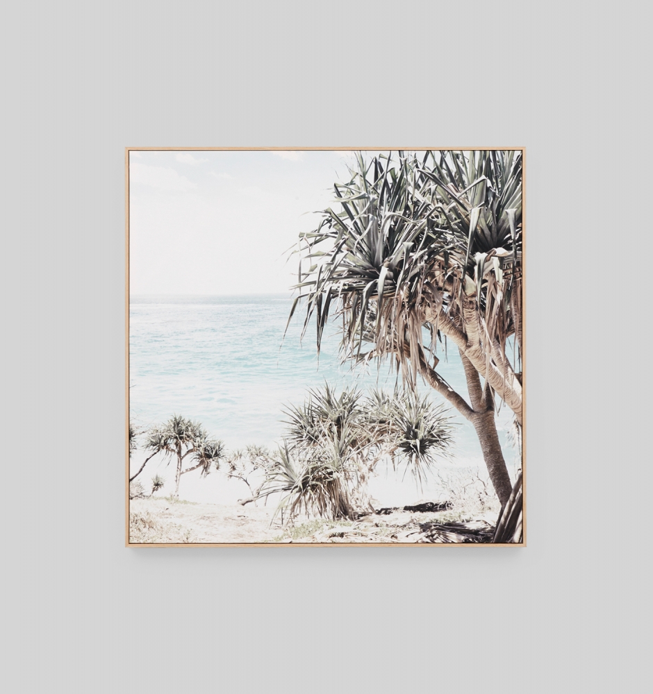 Art Framed Canvas Coastal Palms 800 x 800 mm