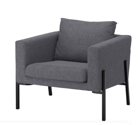 Arm Chair Koarp Grey With Black Frame W830 x D740 x H610mm copy